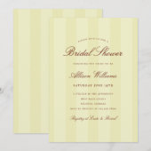 Invitation Simple Élégant Fête de Mariage Rayé Jaune (Devant / Derrière)
