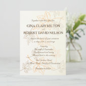 Invitation Simple Élégant Feuilles Automne Outlines Mariage d (Debout devant)