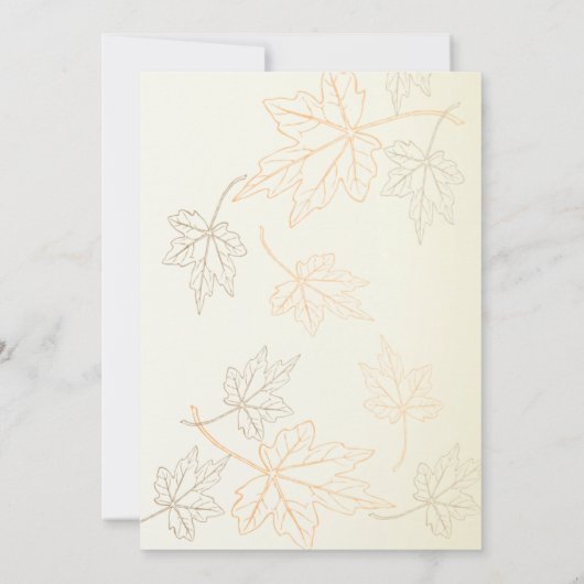 Invitation Simple Élégant Feuilles Automne Outlines Mariage d (Dos)