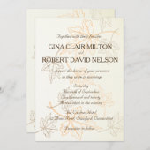 Invitation Simple Élégant Feuilles Automne Outlines Mariage d (Devant / Derrière)