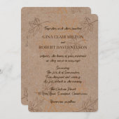 Invitation Simple Élégant Feuilles Automne Outlines Mariage d (Devant / Derrière)