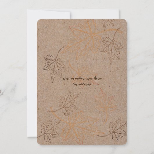 Invitation Simple Élégant Feuilles Automne Outlines Mariage d (Dos)