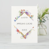 Invitation Simple Élégant Feuilles Floraux Mariage Enregistre (Debout devant)