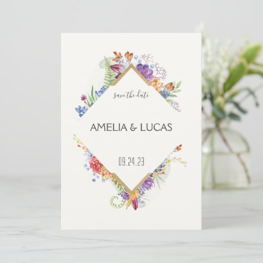 Invitation Simple Élégant Feuilles Floraux Mariage Enregistre (Debout devant)