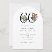 Invitation Simple Élégant Fleur Tropicale pour 60e Anniversai (Devant)