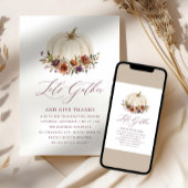 Invitation Simple Elégant Floral Blanc Citrouille Thanksgivin
