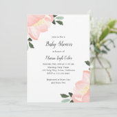 Invitation Simple Elégant Floral Blush Rose Girl Baby shower (Debout devant)