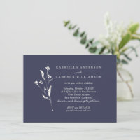 Simple Elegant Floral Navy Blue Ivory Mariage
