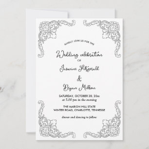 Invitation Simple Elegant Flourdissant Vintage   MARIAGE