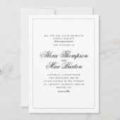 Invitation Simple Elegant Formal Mariage noir et blanc (Devant)