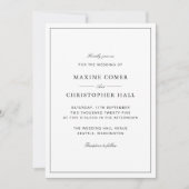 Invitation Simple Élégant Formel Mariage Blanc & Noir (Devant)