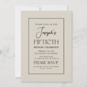 Invitation Simple Elegant Gentlemen's 50th Birthday Party (Devant)