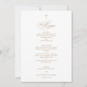 Invitation Simple Elegant Gold Cross Calligraphy Baptism Menu (Devant)