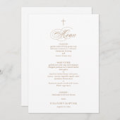 Invitation Simple Elegant Gold Cross Calligraphy Baptism Menu (Devant / Derrière)