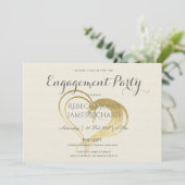 INVITATION SIMPLE ÉLÉGANT GOLD HEART TYPOGRAPHIE FIANÇAILLES (Debout devant)