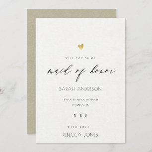 INVITATION SIMPLE ÉLÉGANT GOLD KRAF TYPOGRAPHIE MAID OF HONOR