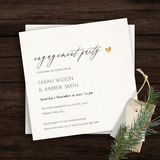 Invitation SIMPLE ÉLÉGANT GOLD KRAFT TYPOGRAPHIE Fiançailles