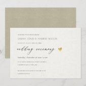 INVITATION SIMPLE ÉLÉGANT GOLD KRAFT TYPOGRAPHIE MARIAGE (Devant / Derrière)