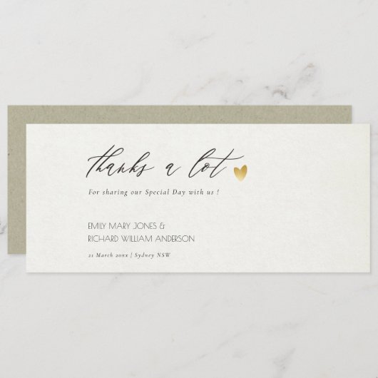 Invitation SIMPLE ÉLÉGANT GOLD KRAFT TYPOGRAPHIE Merci (Devant / Derrière)