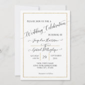 Invitation Simple Elegant Gold Minimal Script Mariage Photo I (Devant)