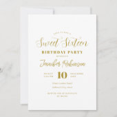 Invitation Simple Elegant Gold Photo Sweet 16 Seteen (Devant)