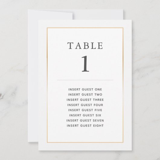 Invitation Simple Elegant Gold Table One Custom Seating Card (Devant)