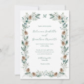Invitation Simple Elégant Hiver Verdure Mariage blanc (Devant)