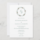 Invitation Simple Elégant hiver verdure Mariage catholique (Devant)