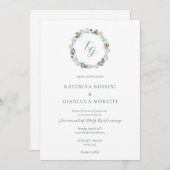 Invitation Simple Elégant hiver verdure Mariage catholique (Devant / Derrière)