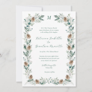 Invitation Simple Elégant hiver verdure Mariage de Noël