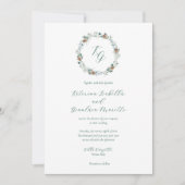 Invitation Simple Elegant Hiver Verdure Monogramme Mariage (Devant)
