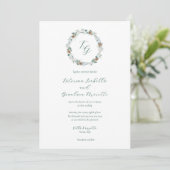 Invitation Simple Elegant Hiver Verdure Monogramme Mariage (Debout devant)