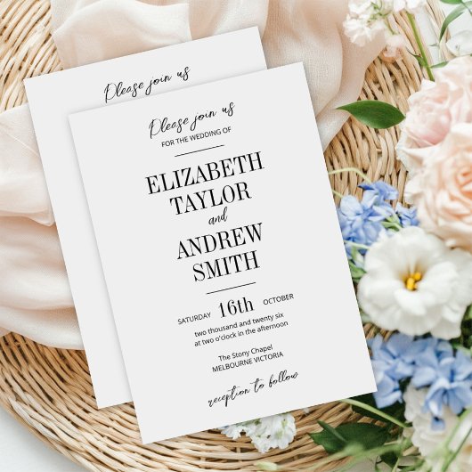 Invitation Simple Elegant invitation, belle police concise