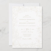 Invitation Simple Elegant Ivory Floral Garden Wedding (Devant)