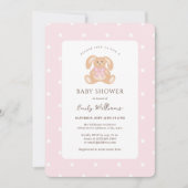 Invitation Simple Elegant Lapin Lapin Baby shower Fille Rose (Devant)