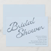 Invitation Simple Élégant Lavis Bleu Mariage Shower (Devant / Derrière)