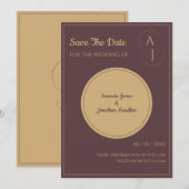 Invitation Simple Élégant Luxe Prurple Or Enregistrer La Date (Devant / Derrière)