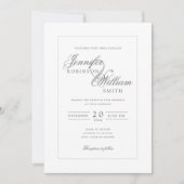 Invitation Simple Elégant Mariage Argent Gris Script (Devant)