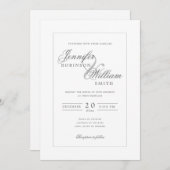 Invitation Simple Elégant Mariage Argent Gris Script (Devant / Derrière)