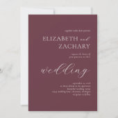 Invitation Simple Élégant Mariage Blanc Écriture (Devant)