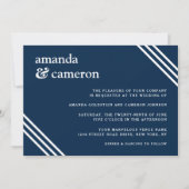 Invitation Simple Elegant Mariage bleu marine (Devant)
