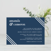 Invitation Simple Elegant Mariage bleu marine (Debout devant)