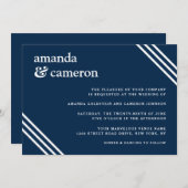 Invitation Simple Elegant Mariage bleu marine (Devant / Derrière)