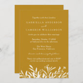 Invitation Simple Elégant Mariage Boho de moutarde botanique (Devant / Derrière)