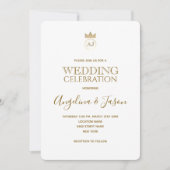 Invitation Simple Élégant Mariage Calligraphié en Or (Devant)