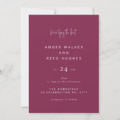 Invitation Simple élégant Mariage classique Burgundy Script (Devant)