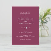 Invitation Simple élégant Mariage classique Burgundy Script (Debout devant)