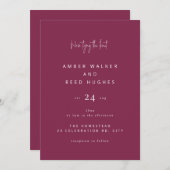 Invitation Simple élégant Mariage classique Burgundy Script (Devant / Derrière)