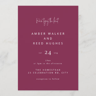 Invitation Simple élégant Mariage classique Burgundy Script