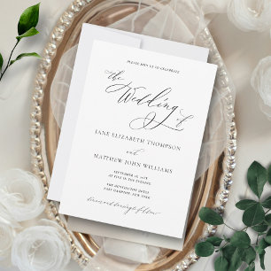 Invitation Simple Élégant Mariage Classique Noir et Blanc